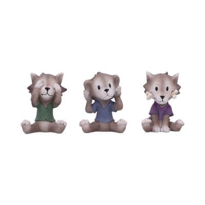3 Wise Werewolves See Hear Speak No Evil Figurines