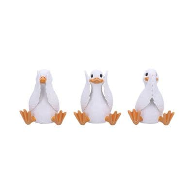 3 Wise White Geese See Hear Speak No Evil Figurines
