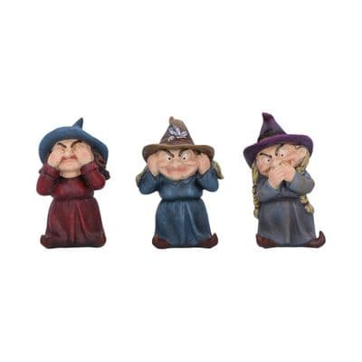 3 Wise Witches See Hear Speak No Evil Figurines