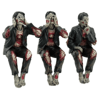 3 Wise Zombies See Hear Speak No Evil Shelf Sitters