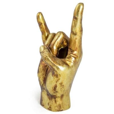Antique Gold Hand Rock On Ornamental Vase Figure