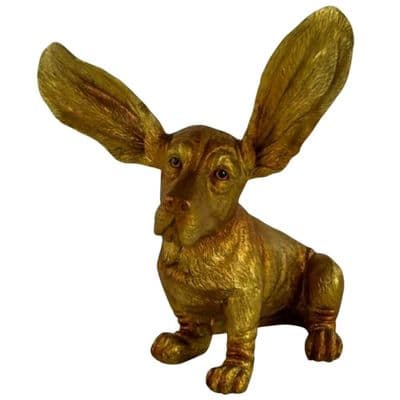 Antique Gold Surprised Basset Hound Ornament