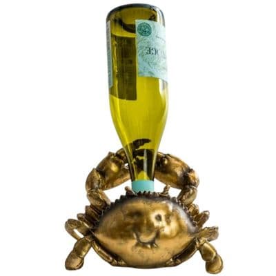 Antique Gold Thirsty Crab Wine Bottle Holder