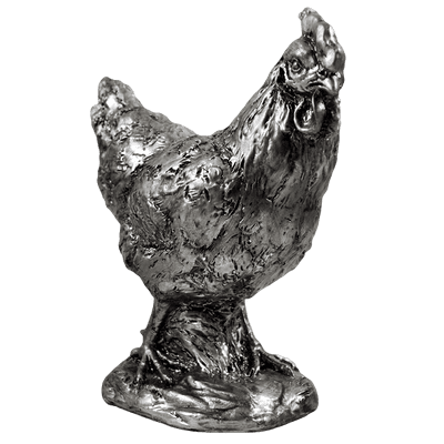 Antique Silver Finish Farmyard Chicken Ornament