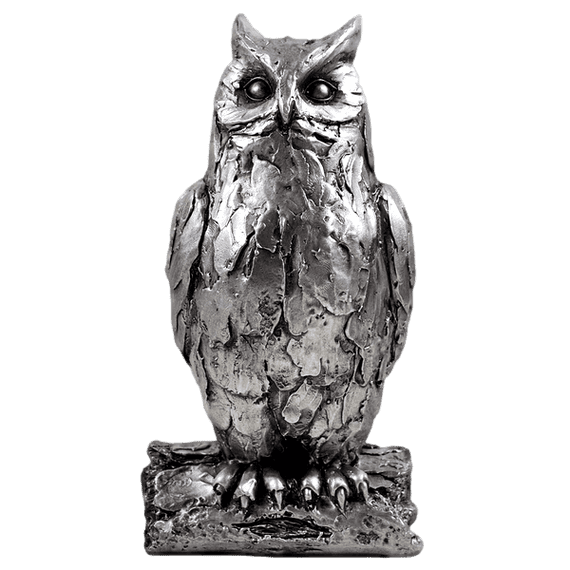 Antique Silver Finish Wise Old Owl Animal Ornament | Deal Dover Canterbury Kent