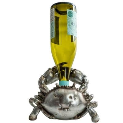 Antique Silver Thirsty Crab Wine Bottle Holder