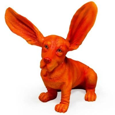 Atomic Orange Surprised Basset Hound Ornament