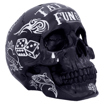 Black Coloured Tribal Tattoo Fund Skull
