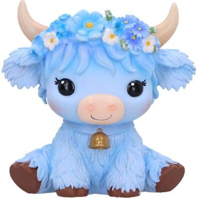 Bluebell Blue Flower Moo Crew Cow Figurine