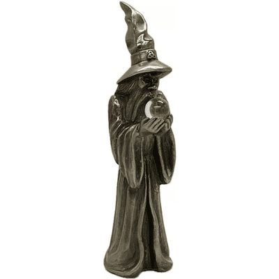 Bronze Wizard With Orb Figurine - 16cm