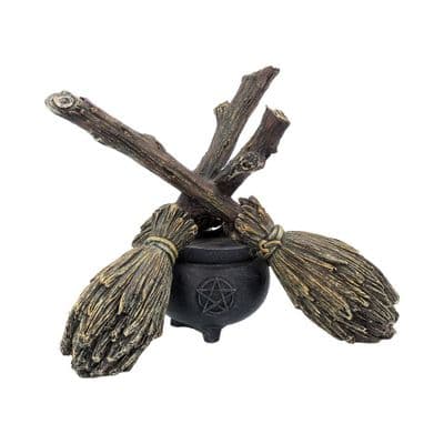 Broomstick & Cauldron Crystal Ball Holder