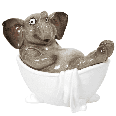Cheeky Elephant Taking A Bath Ornament