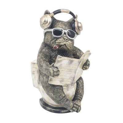 Cheeky French Bulldog Reading On The Toilet Ornament