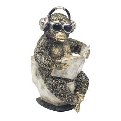Cheeky Gorilla Reading On The Toilet Ornament