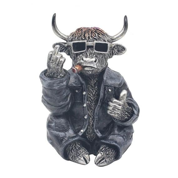Cheeky HIghland Cow Flipping The bird Up Yours Middle Finger Rude Ornament | Leonardo Colection