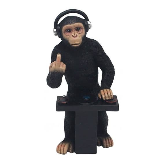 Cheeky Monkey DJ Disc Jockey Up Yours Middle Finger Rude Ornament | Leonardo Colection