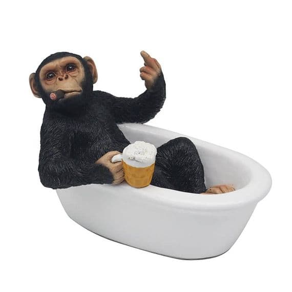 Cheeky Monkey Having A Bath Up Yours Middle Finger Rude Ornament | Leonardo Colection