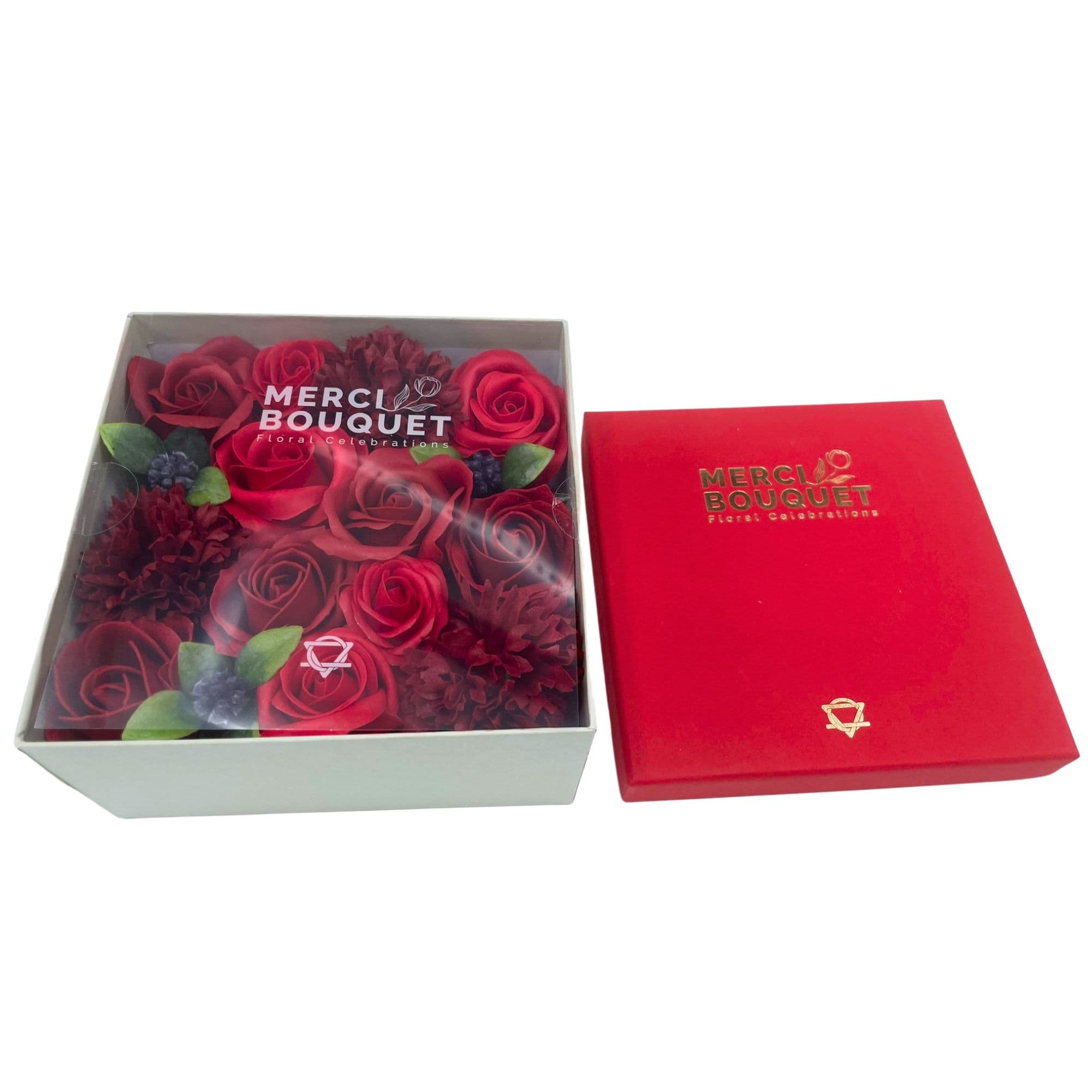 Square Soap Roses Classic Red Roses Soap Flowers Square Box | Soap Flower Shop Margate ...