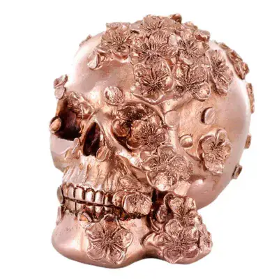 Copper Coloured Skull With Flower Decorations