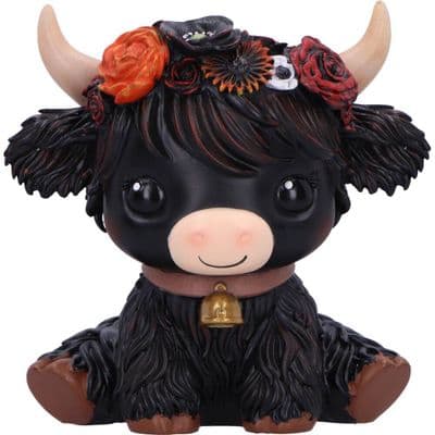 Dahlia Black Flower Moo Crew Cow Figurine