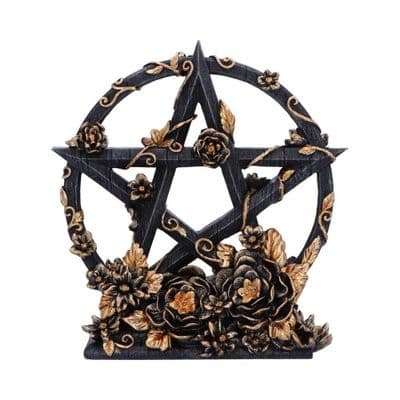 Dark Floral Gold Flower Pentagram Ornament