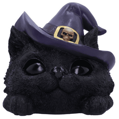 Familiar Grin Black Witches Cat With Light Up Eyes