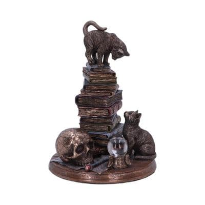 Feline Scholars Bronze Cats With Skull Ornament