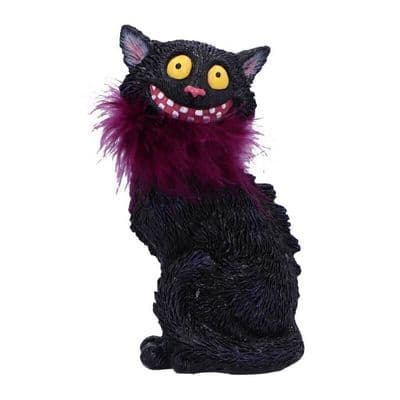 Furgus Black Cat With Feather Boa Figurine