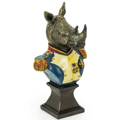 Gentry Rhino Bust On Square BAse