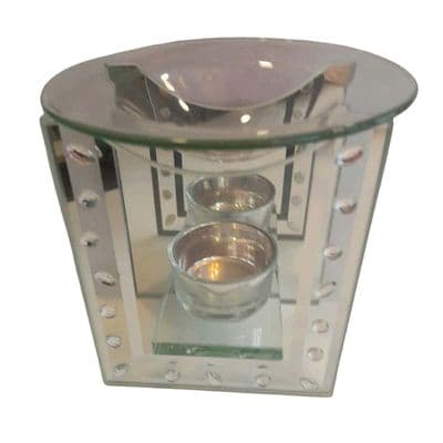 Glass Wax Melter / Oil Burner with Gem Stone Border
