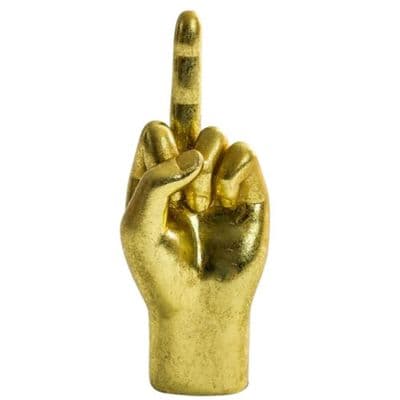 Gold Hand Flipping The Bird Middle Finger Ornament