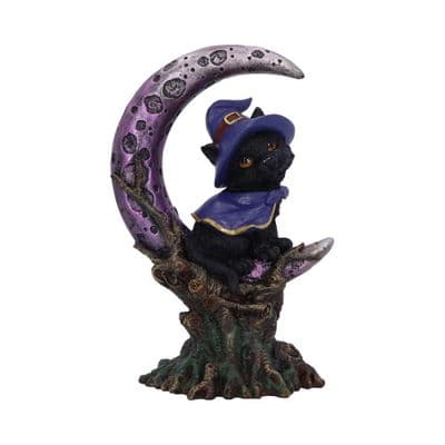 Grimalkin Witches Black Cat & Crescent Moon Figurine