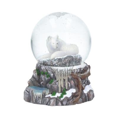 Guardian of the North White Wolf Snowglobe