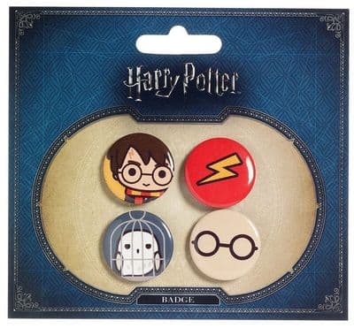 Harry Potter & Hedwig Cutie Button Badge 4 Pack