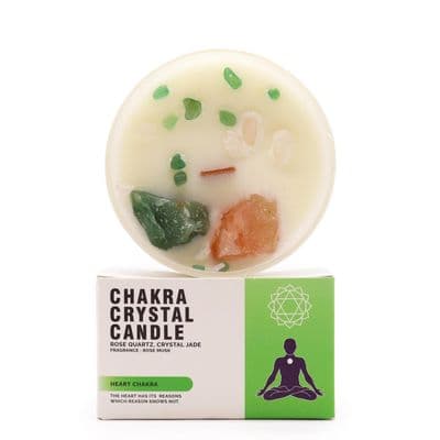 Heart Chakra Inner Balance Crystal Gemstone Candle