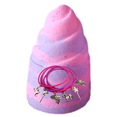 Hidden Treasure Bath Bomb with Unicorn Fairytale Charm Bracelet Inside