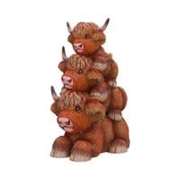 Scottish Highland Rustic Cow Totem Pole Ornament | Nemesis Now