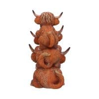 Scottish Highland Rustic Cow Totem Pole Ornament | Nemesis Now