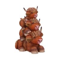 Scottish Highland Rustic Cow Totem Pole Ornament | Nemesis Now