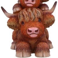 Scottish Highland Rustic Cow Totem Pole Ornament | Nemesis Now