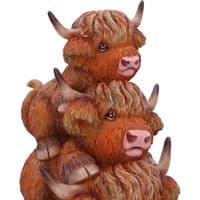 Scottish Highland Rustic Cow Totem Pole Ornament | Nemesis Now