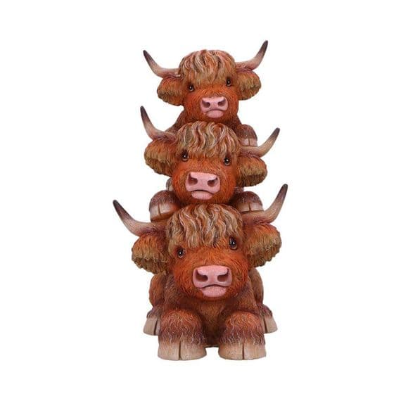 Scottish Highland Rustic Cow Totem Pole Ornament | Nemesis Now