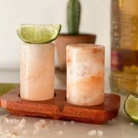 Himalayan Salt Tequila Shot Glasses & Wood Serving Tray | Bonnebombe