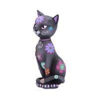 Hippy Kitty Flower Power Black Cat Ornament