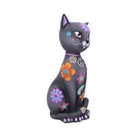 Hippy Kitty Flower Power Black Cat Ornament