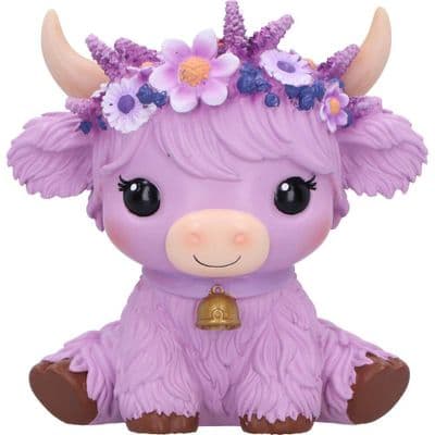 Hyacinth Purple Flower Moo Crew Cow Figurine