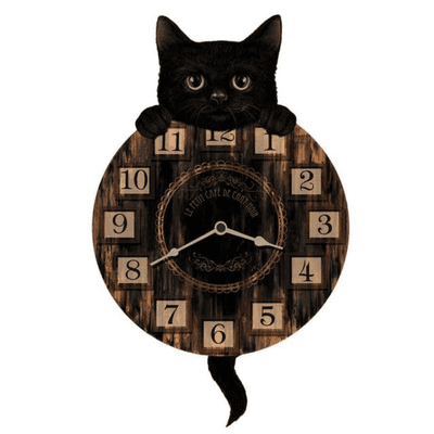 Kitten Tickin' Cat Pendulum Wall Clock