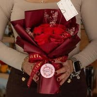 Large Red Roses Bouquet With Love Is Eternal Gift Card | Soap Roses Deal