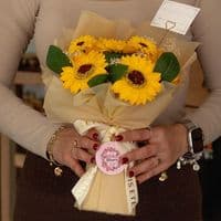 Large Yellow Sunflowers Bouquet With Love Is Eternal Gift Card | Soap Roses Deal