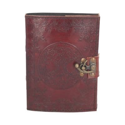 Lockable Red Leather Tree Of Life Journal Notebook